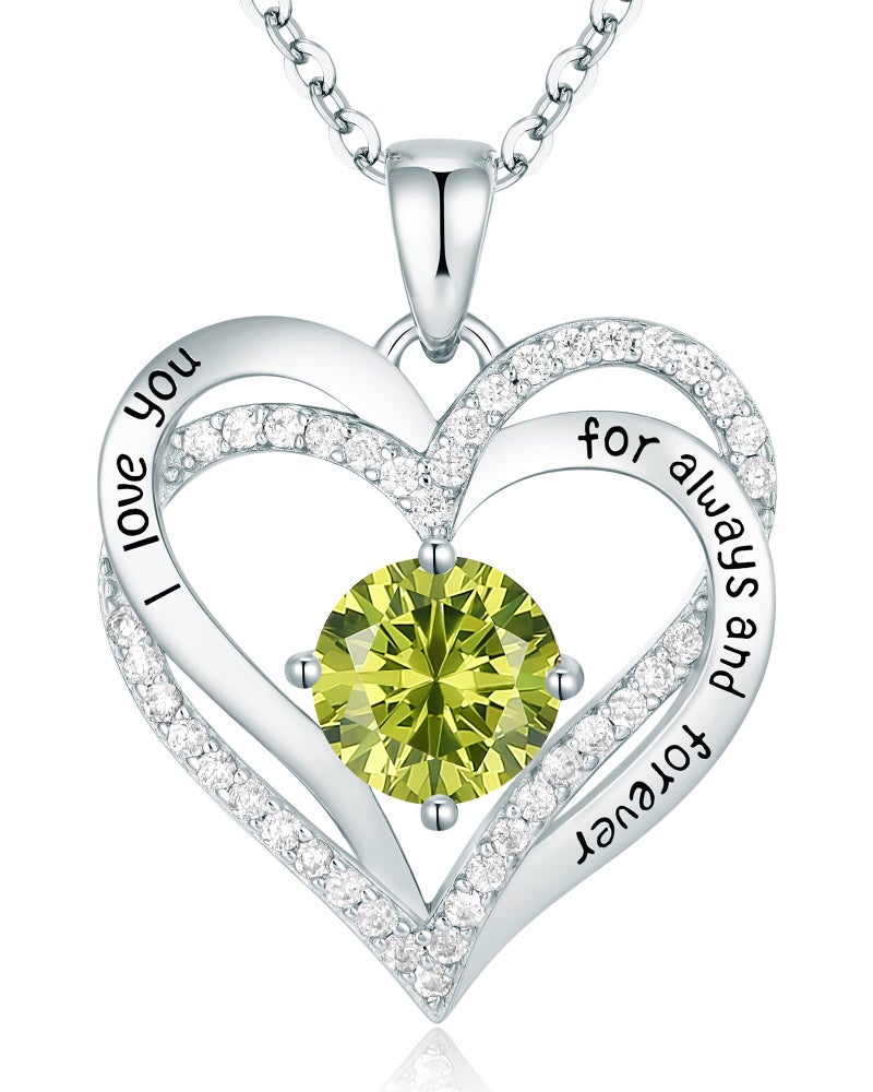 CDE Valentine's Day Gift Forever Love Heart Necklaces for Women, Wedding Anniversary, Birthday Mothers Day Christmas Day Gifts for Mom, Mother, Wife, friend, S925 Silver Jewelry with Birthstone Pendant - Image 1